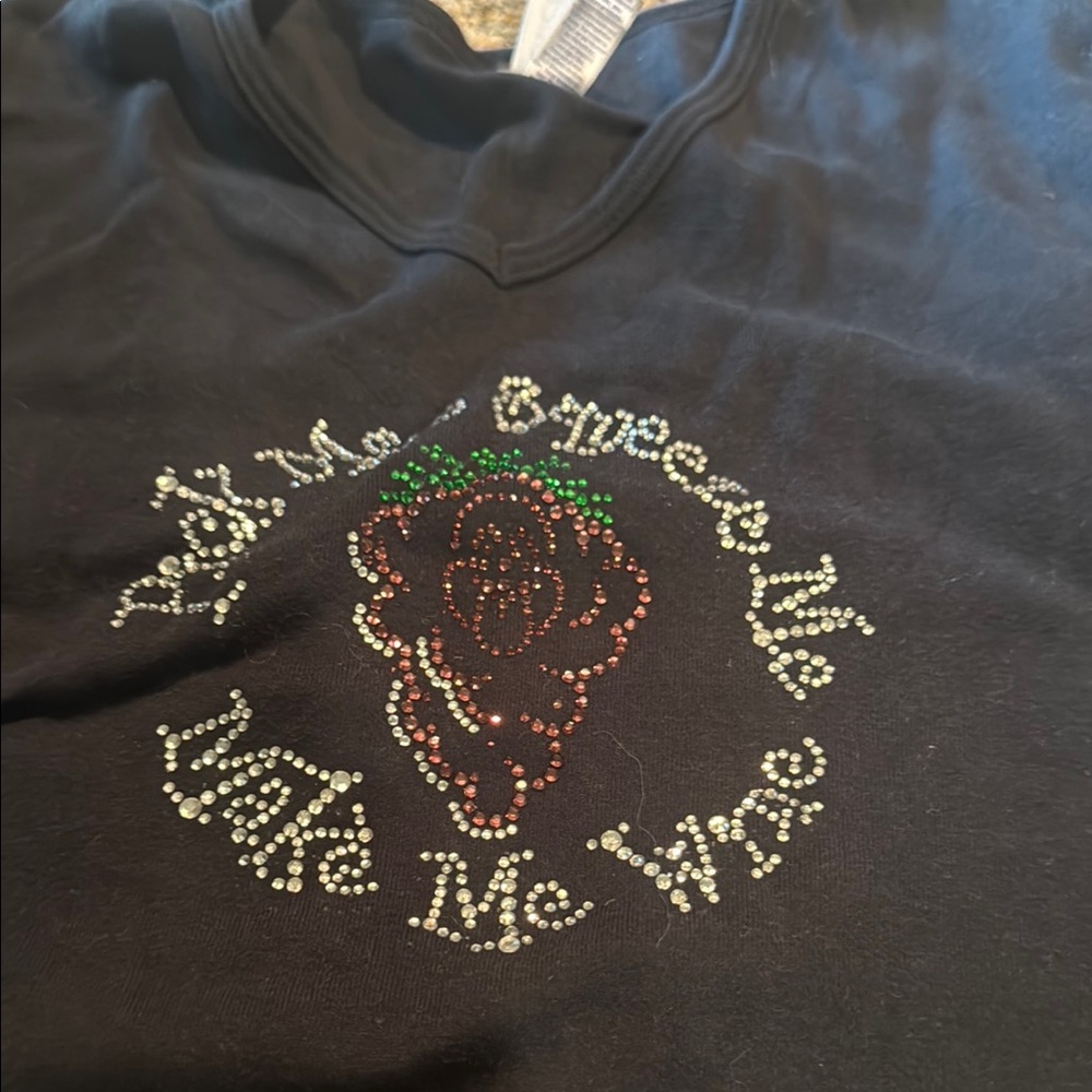 Abella Black Short Sleeve Tee with Shimmering Design